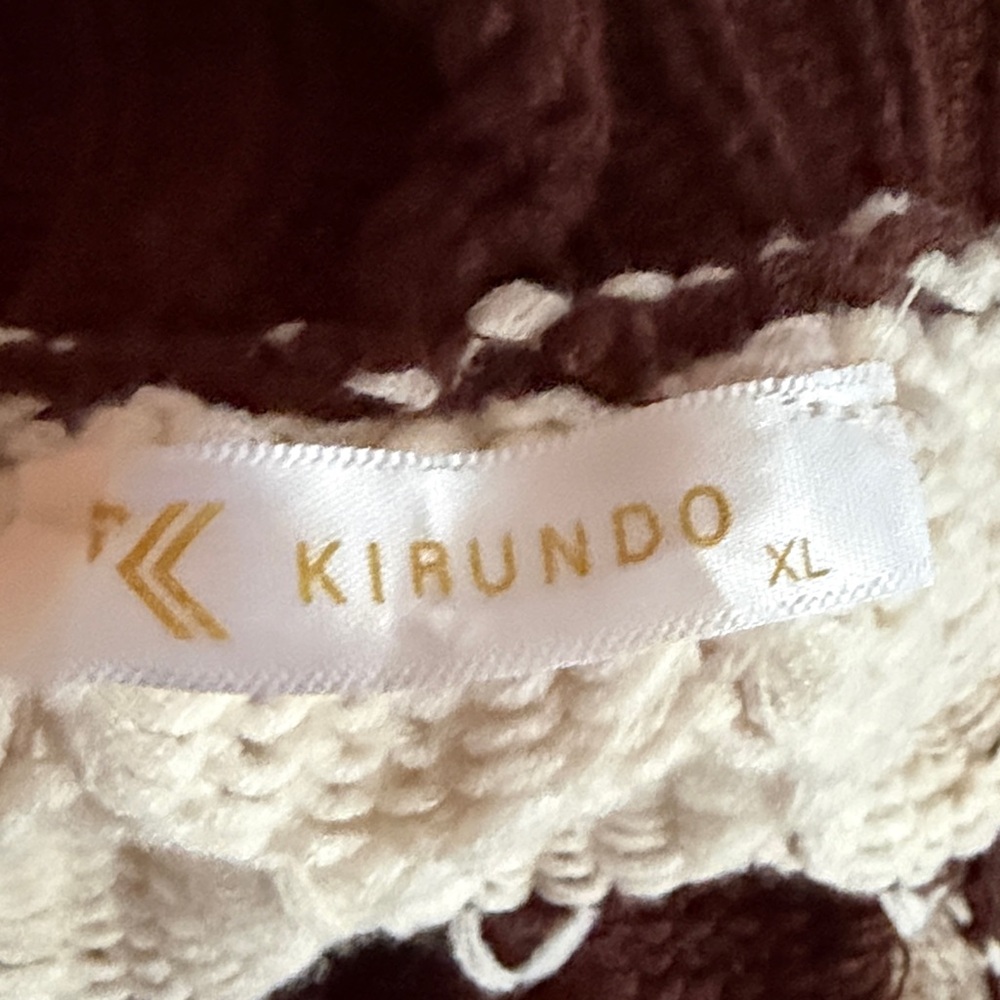 Chunky Knit Brown and Cream Sweater - loose fit soft - Picture 2 of 5